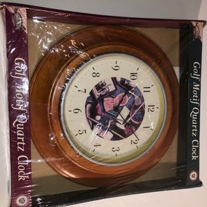New Open Box Quartz Golf Motif Clock 1260